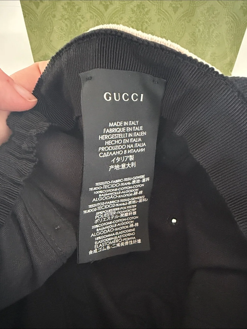 Gucci Black Baseball Cap with Cream Terryband